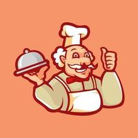 Chef restaurant mascot logo vector