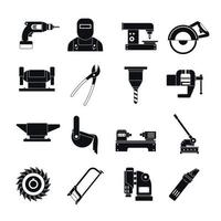 Metal working icons set, simple style vector