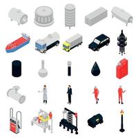 Derrick icons set, isometric style vector