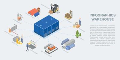 infografía de almacén, estilo isométrico vector