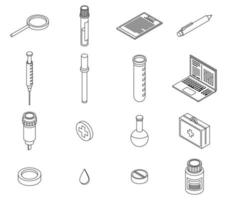 Blood test icons set vector outine