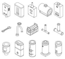 Boiler icons set vector outine