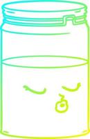 cold gradient line drawing cartoon glass jar vector