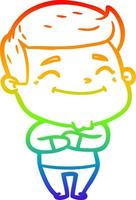 rainbow gradient line drawing happy cartoon man vector