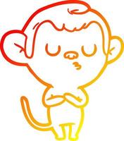 warm gradient line drawing cartoon monkey vector