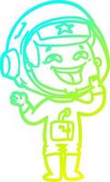 cold gradient line drawing cartoon laughing astronaut vector
