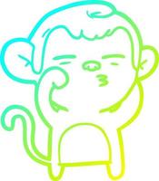 cold gradient line drawing cartoon suspicious monkey vector