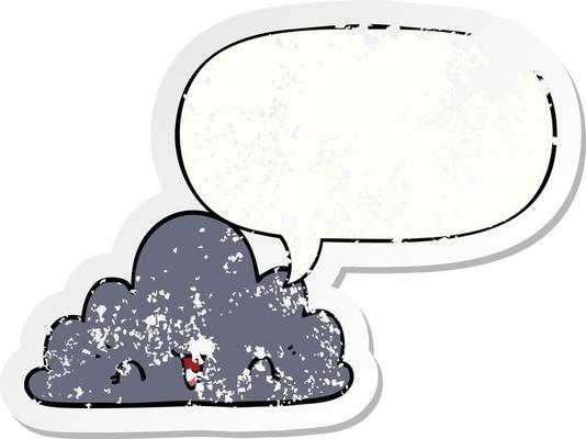 cute cartoon cloud and speech bubble distressed sticker
