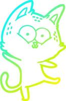 cold gradient line drawing cartoon cat dancing vector