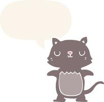 cartoon cat and speech bubble in retro style vector