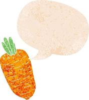 cartoon vegetable and speech bubble in retro textured style vector
