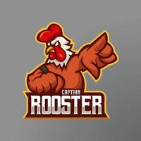 diseño de logotipo de mascota de gallo de pollo para deportes y juegos de restaurante de pollo frito vector