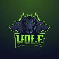 diseño del logo de la mascota lobo. tres lobos negros para jugar