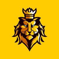 vector de diseño del logotipo del rey león con un estilo de concepto de ilustración moderno para la impresión de insignias, emblemas y camisetas. ilustración de león enojado sobre fondo amarillo