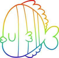 rainbow gradient line drawing cartoon exotic fish vector