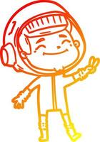 warm gradient line drawing happy cartoon astronaut vector