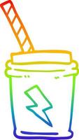 rainbow gradient line drawing cartoon take out drink vector