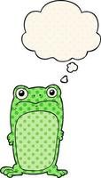 cartoon staring frog and thought bubble in comic book style vector