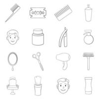 esquema de conjunto de iconos de barbería vector