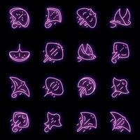 Stingray icons set vector neon