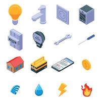 Utilities icons set, isometric style vector