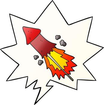cartoon firework and speech bubble in smooth gradient style vector