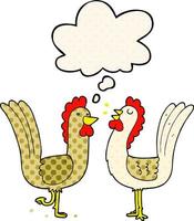 cartoon chickens and thought bubble in comic book style vector