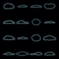 Clouds icons set vector neon