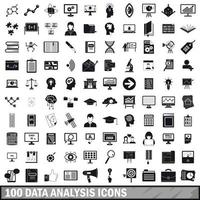 100 data analysis icons set, simple style vector