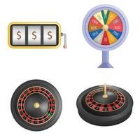 Roulette wheel spin mockup set, realistic style vector