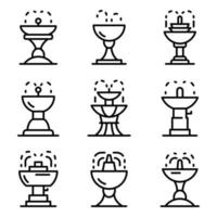 conjunto de iconos de fuente de agua potable, estilo de esquema vector