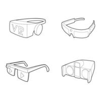 Vr glasses icon set, outline style vector