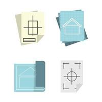 Architectural paper icon set, flat style vector