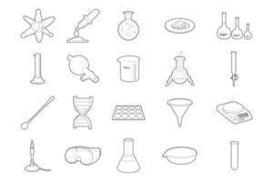 conjunto de iconos de herramientas químicas, estilo de esquema vector