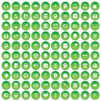 100 iconos de conocimiento en círculo verde vector