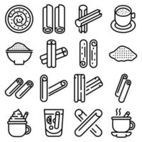 Cinnamon icons set, outline style vector