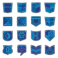 Pocket design icons set, flat style vector