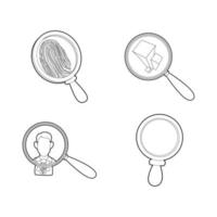 Magnifier glass icon set, outline style vector