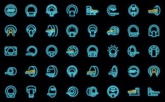 Magnetic resonance tomography icons set vector neon