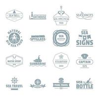 Nautical sea logo icons set, simple style vector