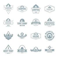Camping tent logo icons set, simple style vector