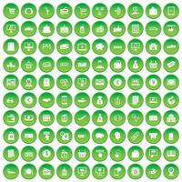 100 payment icons set green circle vector