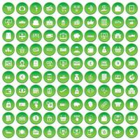 100 iconos de pago en círculo verde vector