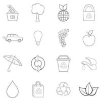 Nature icon set outline vector