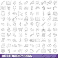 100 iconos de eficiencia establecidos, estilo de contorno vector