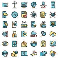 Remote access icons set vector flat