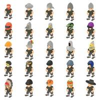 Game character icons set, isometric style vector