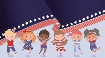 Adorable kids happy celebrating 4th of July vector