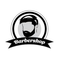 diseño de logo de barbería en color negro, gris y blanco. ilustración vectorial vector