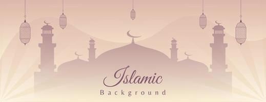 islamic banner background with mosque and lantern. islamic vector illustration